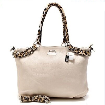 Coach Madison Leopard Large White Satchels ACP - Click Image to Close